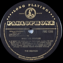 112. BEATLES-WITH THE BEATLES-1963-ПЕРВЫЙ ПРЕСС (МОНО) DANMARK-GOLD PARLOPHONE-NMINT/NMINT