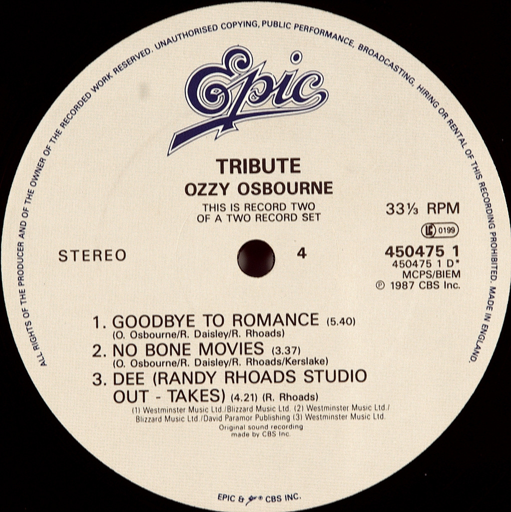 OSBOURNE, OZZY-RANDY RHOADS TRIBUTE (2LP'S)-1987-FIRST PRESS UK